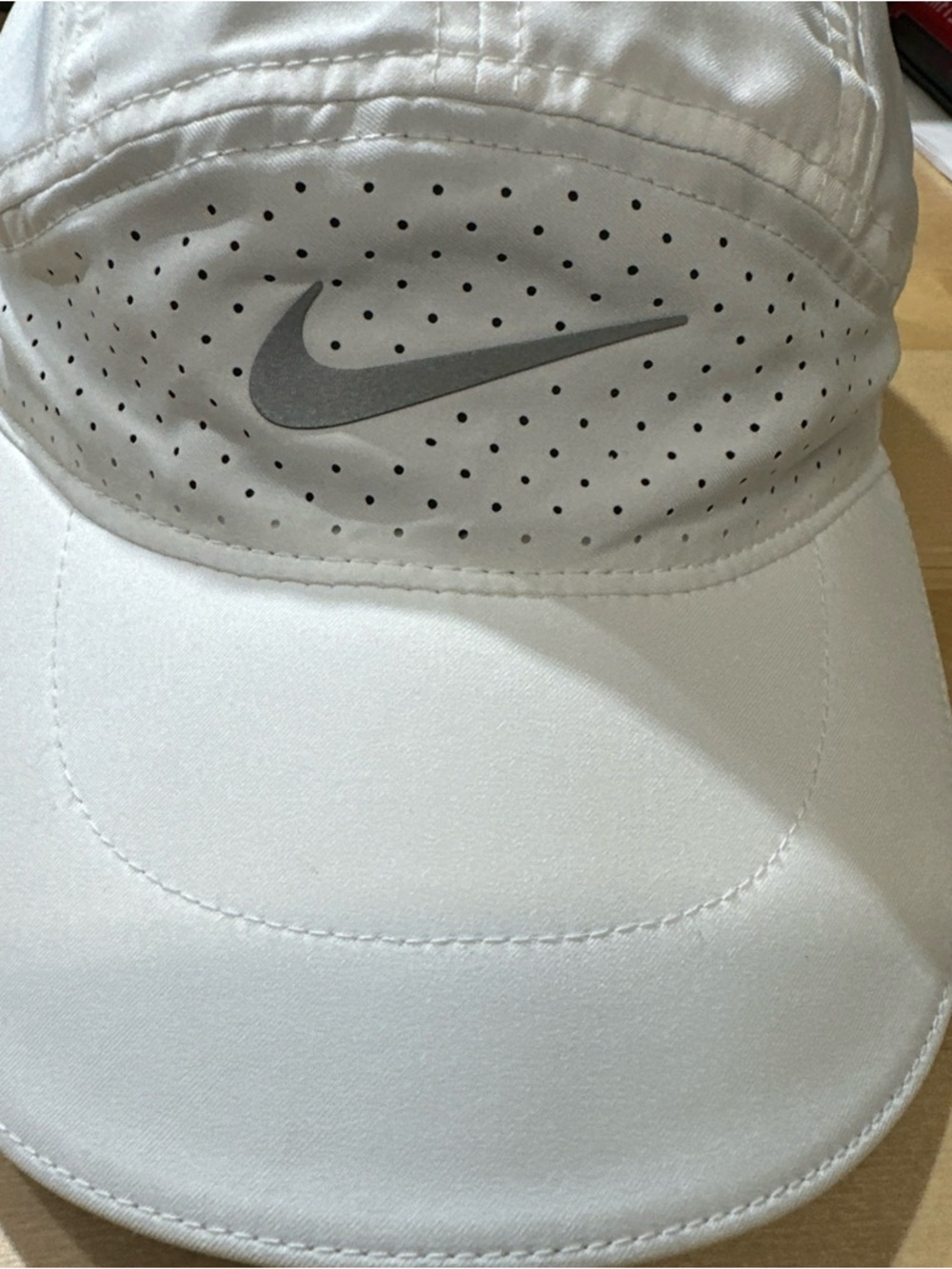 Nike White Cap with Silver Reflective Swoosh